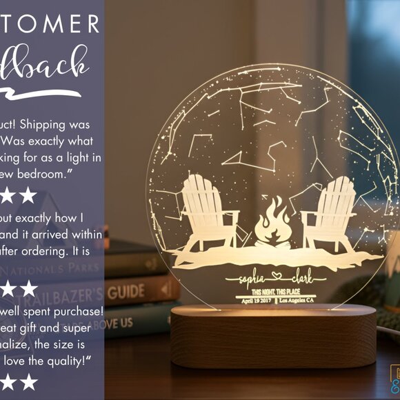 Star Map Night Light | Custom Engagement, Anniversary & Valentine Gift - Picture 7 of 8